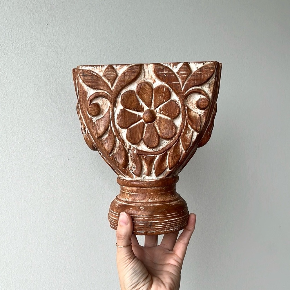 Vintage Carved Floral Candle Holder Candelabra